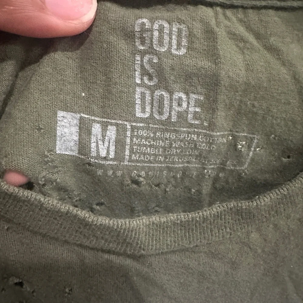 God Is Dope Olive Green T-Shirt - Picture 3 of 4